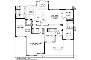 Floor Plan - Main Floor for Ranch House Plan #70-1170 - 3 bed, 2 bath