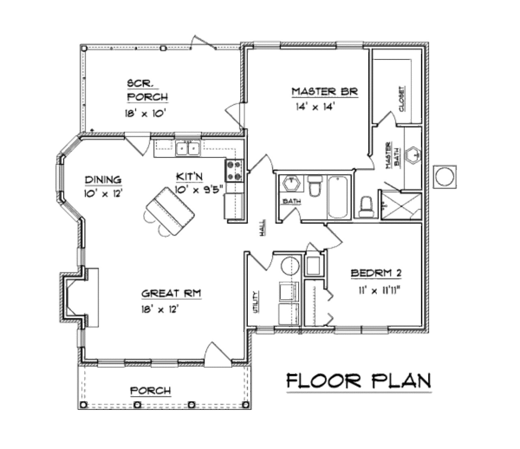 Colonial Style House  Plan  2  Beds 2  Baths 1094 Sq Ft Plan  