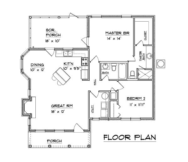Home Plan - Colonial Floor Plan - Main Floor Plan #14-243