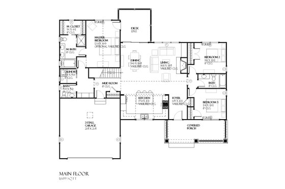 Floor Plan - Main Floor for Craftsman House Plan #901-45 - 4 bed, 3.5 bath