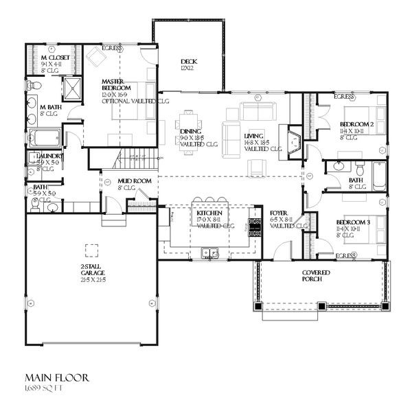 Craftsman Floor Plan - Main Floor Plan #901-45