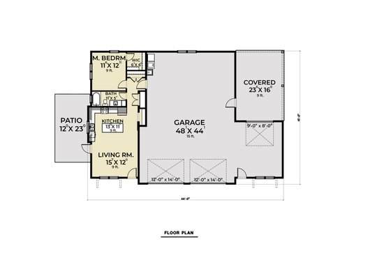 Floor Plan - Main Floor for Barndominium House Plan #1070-121 - 1 bed, 1 bath