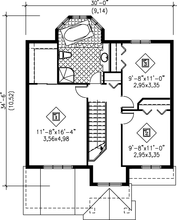 Traditional Floor Plan - Upper Floor Plan #25-279