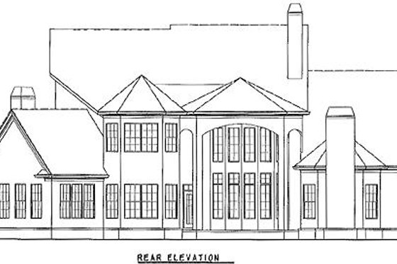 Exterior - Rear Elevation for European House Plan #54-101 - 5 bed, 4.5 bath