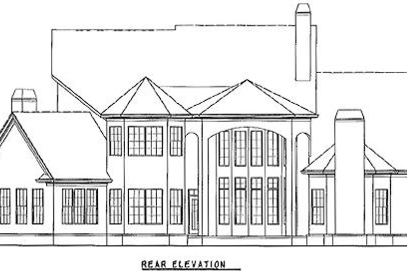 Home Plan - Exterior - Rear Elevation for European House Plan #54-101 - 5 bed, 4.5 bath