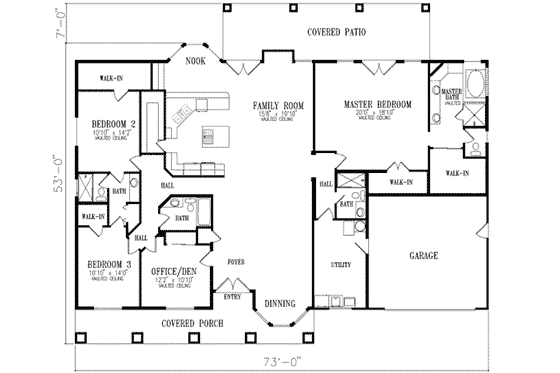 Floor Plan - Main Floor for Adobe / Southwestern House Plan #1-694 - 4 bed, 4 bath