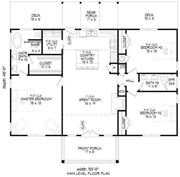 Dream House Plan - Country Floor Plan - Main Floor Plan #932-1333