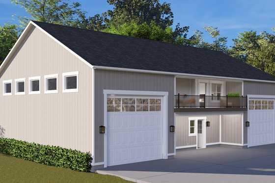 Exterior - Front Elevation 3 for Barndominium House Plan #1060-230 - 1 bed, 2.5 bath