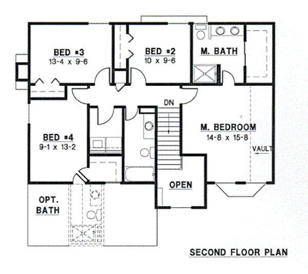 Traditional Floor Plan - Upper Floor Plan #67-480