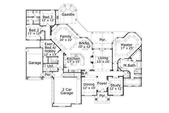 Floor Plan - Main Floor for European House Plan #411-286 - 4 bed, 3 bath