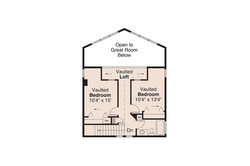 House Blueprint - Floor Plan - Upper Floor for Cabin House Plan #124-1444 - 3 bed, 2.5 bath