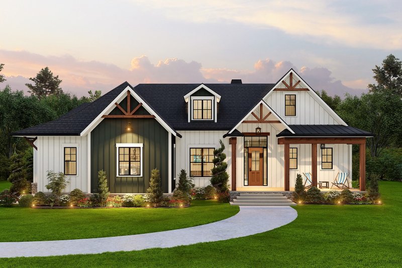 House Design - Exterior - Front Elevation 10 for Ranch House Plan #54-565 - 3 bed, 2.5 bath