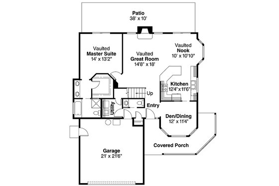 Floor Plan - Main Floor for Traditional House Plan #124-444 - 3 bed, 2.5 bath