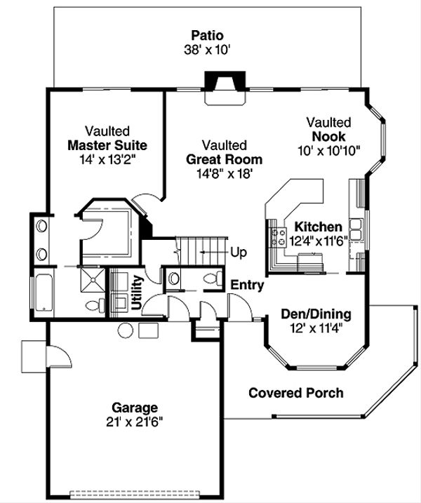 Architectural House Design - Traditional Floor Plan - Main Floor Plan #124-444