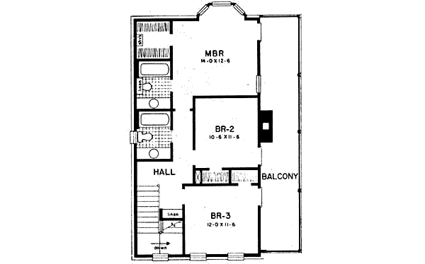 Southern Floor Plan - Upper Floor Plan #36-407