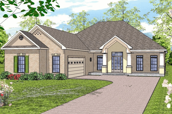 Exterior - Front Elevation House Plan #8-112 - 3 bed, 2 bath