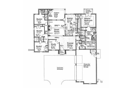 Floor Plan - Main Floor for European House Plan #310-994 - 4 bed, 3.5 bath