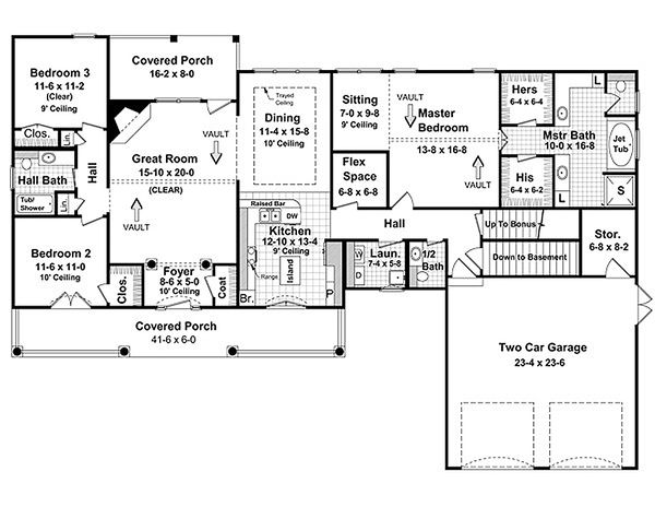 Architectural House Design - Southern Floor Plan - Main Floor Plan #21-230
