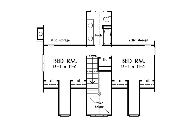 House Blueprint - Floor Plan - Upper Floor for Country House Plan #929-485 - 3 bed, 2.5 bath