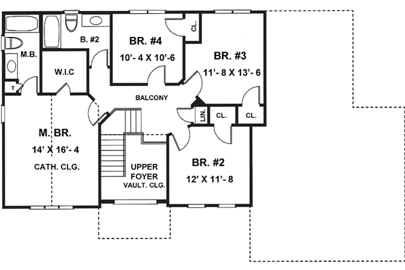 Dream House Plan - Floor Plan - Upper Floor for Colonial House Plan #1001-101 - 4 bed, 2.5 bath