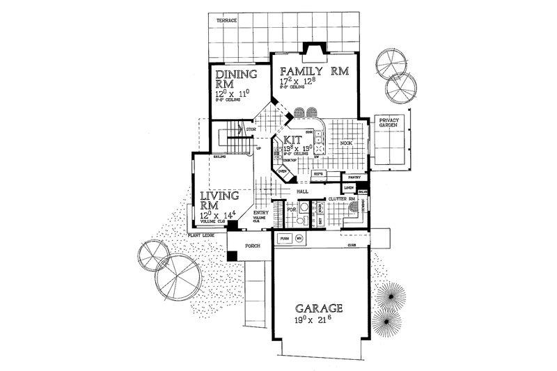House Blueprint - Floor Plan - Main Floor for Contemporary House Plan #72-949 - 3 bed, 2.5 bath