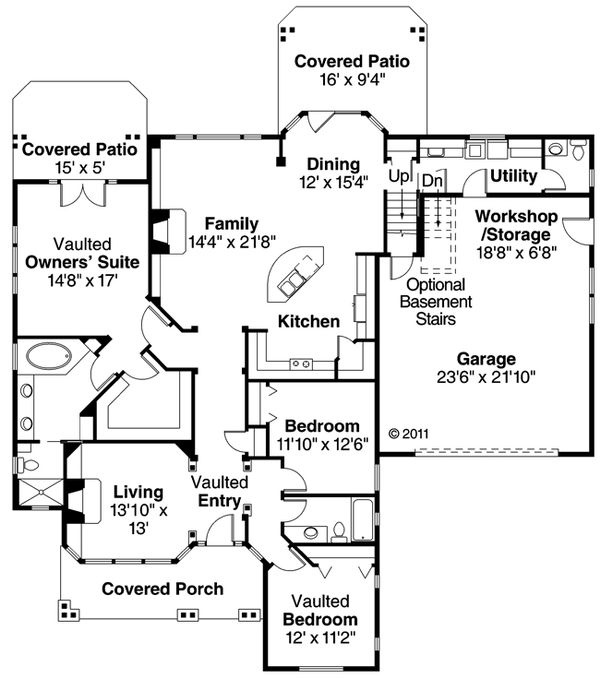 Craftsman Floor Plan - Main Floor Plan #124-423