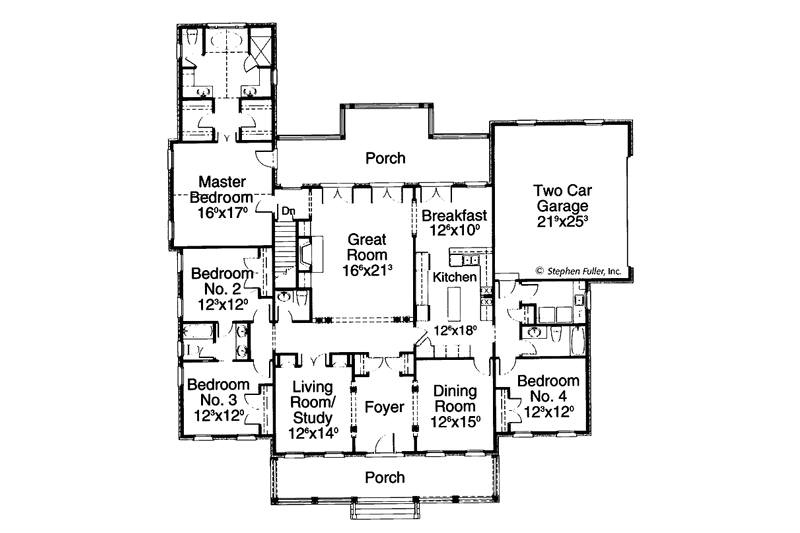 Home Plan - Floor Plan - Main Floor for Classical House Plan #429-181 - 4 bed, 3.5 bath
