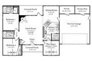 European Style House Plan - 3 Beds 2 Baths 1250 Sq/Ft Plan #21-171 