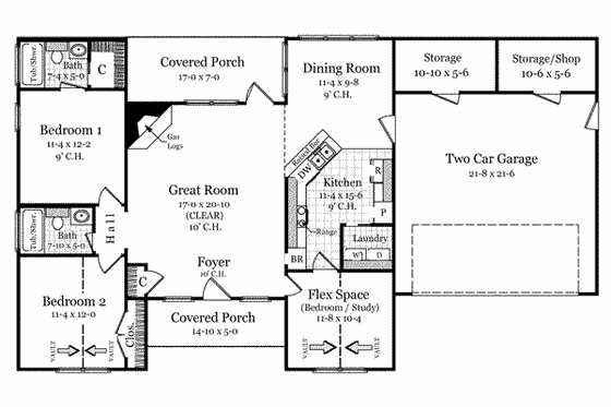 Floor Plan - Main Floor for European House Plan #21-171 - 3 bed, 2 bath