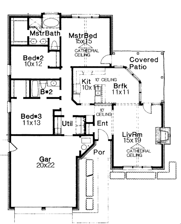 House Plan Design - Ranch Floor Plan - Main Floor Plan #310-1221