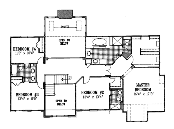 Architectural House Design - Colonial Floor Plan - Upper Floor Plan #953-50