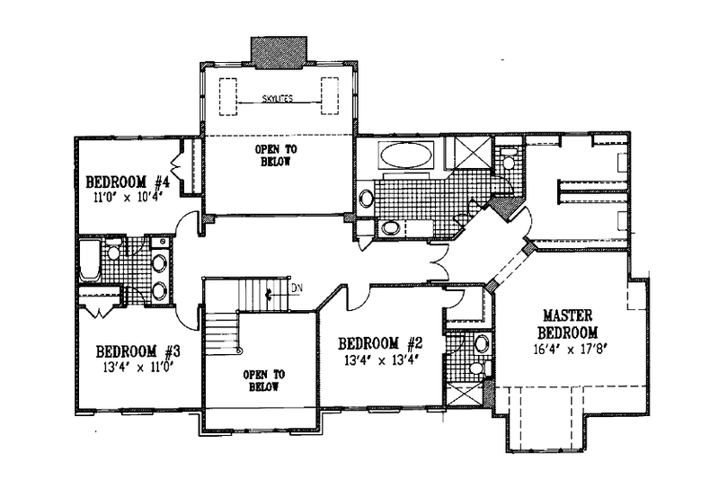 Home Plan - Floor Plan - Upper Floor for Colonial House Plan #953-50 - 4 bed, 3.5 bath