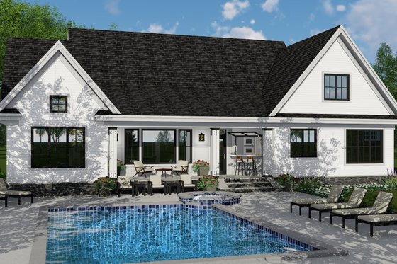 Exterior - Rear Elevation for Farmhouse House Plan #51-1140 - 4 bed, 3.5 bath