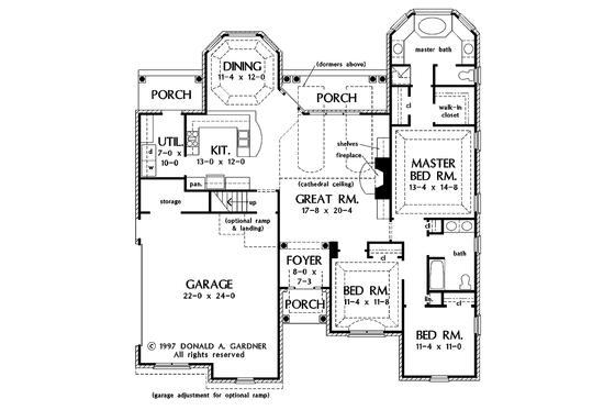 Floor Plan - Main Floor for Ranch House Plan #929-663 - 3 bed, 2 bath