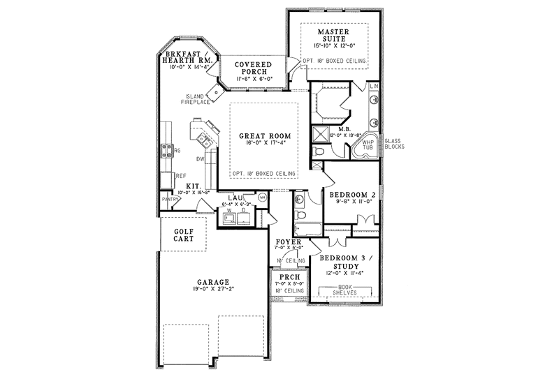 Home Plan - Floor Plan - Main Floor for Country House Plan #17-2652 - 3 bed, 2 bath