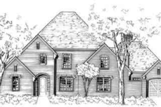 Exterior - Front Elevation for European House Plan #141-116 - 4 bed, 3.5 bath