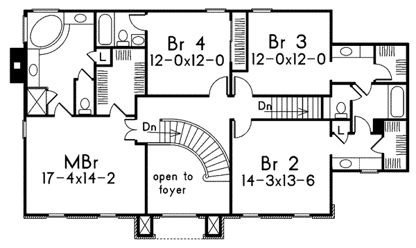 Colonial Floor Plan - Upper Floor Plan #57-218