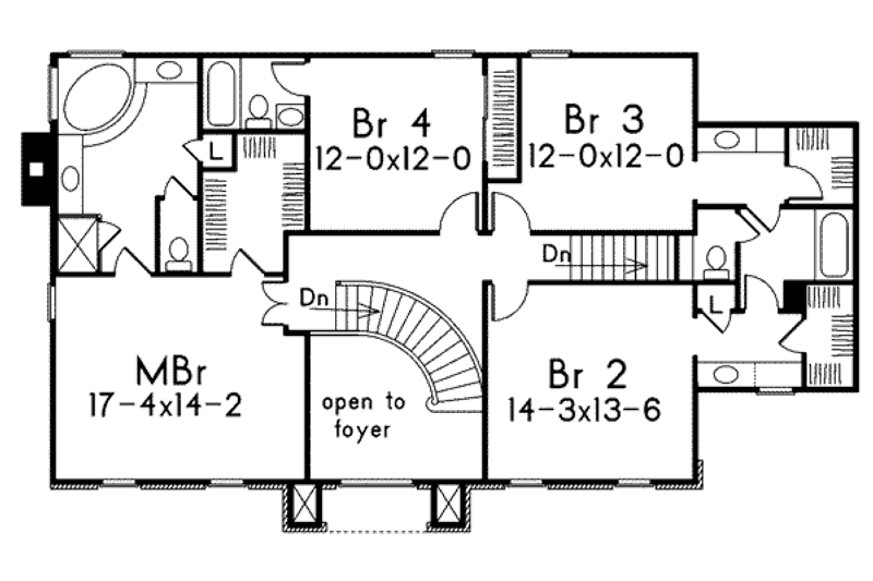 Home Plan - Floor Plan - Upper Floor for Colonial House Plan #57-218 - 4 bed, 3.5 bath