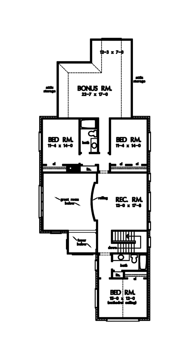 House Design - Colonial Floor Plan - Upper Floor Plan #929-856