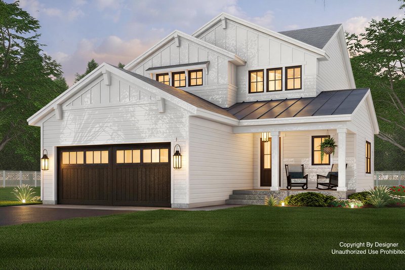 House Blueprint - Farmhouse Exterior - Front Elevation Plan #51-1464