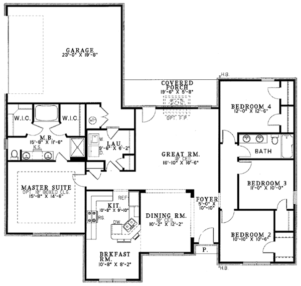 Dream House Plan - Ranch Floor Plan - Main Floor Plan #17-2982