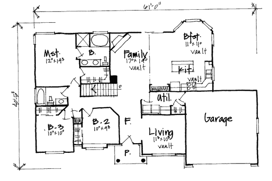 Floor Plan - Main Floor for European House Plan #308-197 - 5 bed, 3 bath