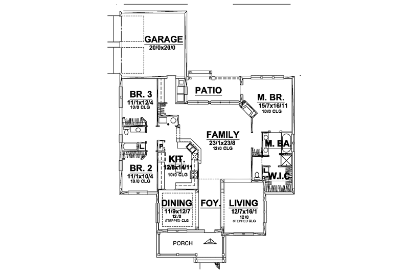Home Plan - Floor Plan - Main Floor for Ranch House Plan #320-830 - 3 bed, 2 bath
