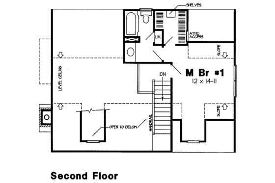 Floor Plan - Upper Floor for Country House Plan #312-363 - 3 bed, 2 bath