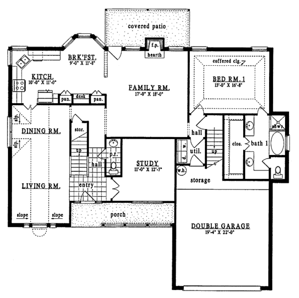 Architectural House Design - Country Floor Plan - Main Floor Plan #42-489