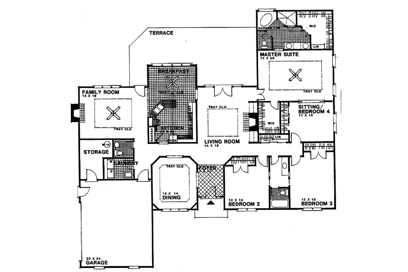 House Design - Floor Plan - Main Floor for Mediterranean House Plan #30-270 - 4 bed, 2.5 bath