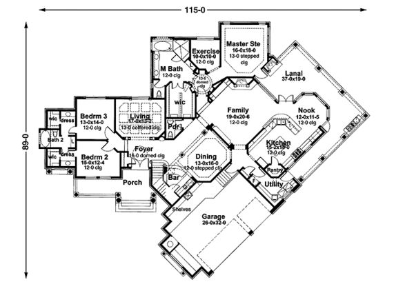 Architectural House Design - Mediterranean Floor Plan - Main Floor Plan #120-213
