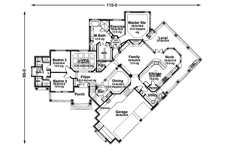 House Design - Floor Plan - Main Floor for Mediterranean House Plan #120-213 - 5 bed, 4.5 bath