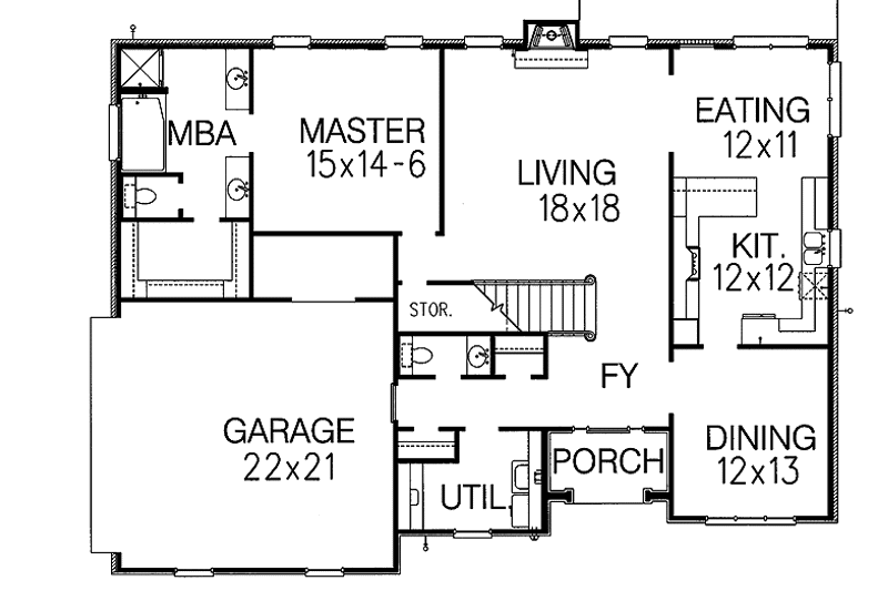 Home Plan - Floor Plan - Main Floor for Traditional House Plan #15-333 - 3 bed, 2.5 bath