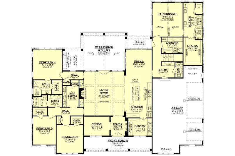 Architectural House Design - Floor Plan - Main Floor for Farmhouse House Plan #430-397 - 4 bed, 3.5 bath